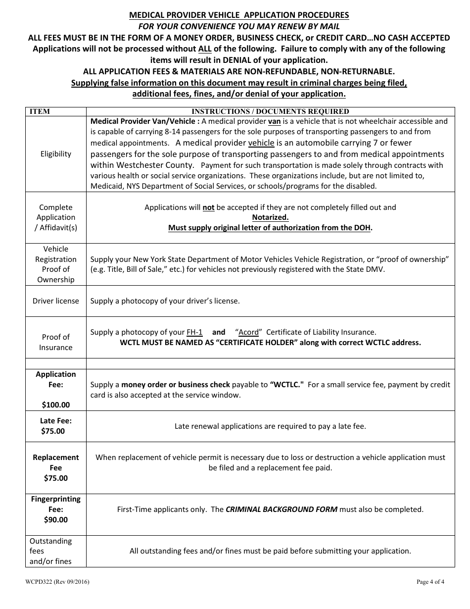 Form WCPD322 Medical Provider Waiver Application - WESTCHESTER COUNTY, New York, Page 4