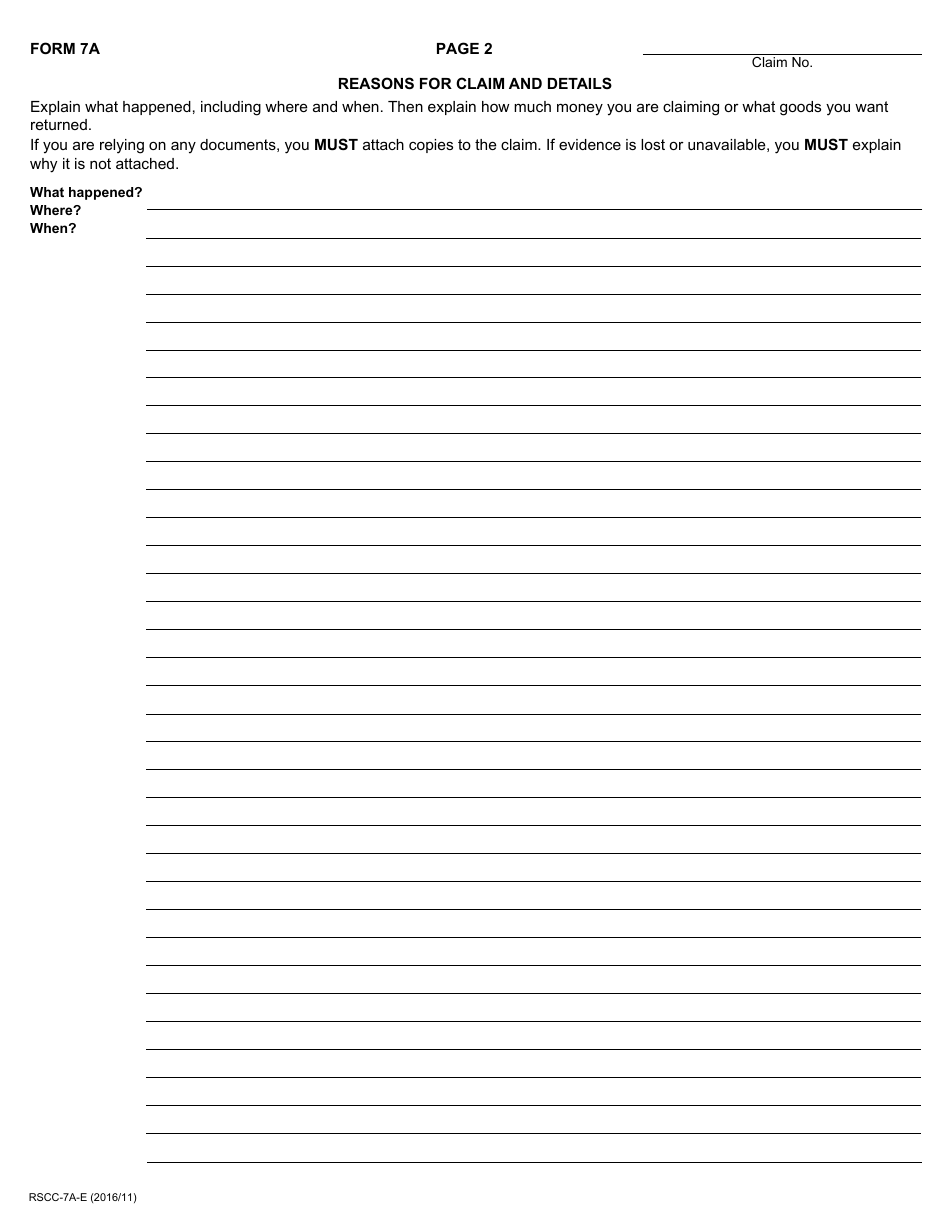 Form 7a - Fill Out, Sign Online and Download Fillable PDF, Ontario ...