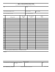 Document preview: DA Form 4550 Meal Card Verification Form