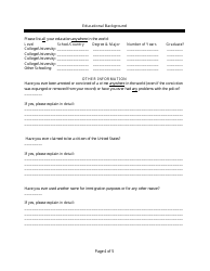 Immigration Consultation Intake Form, Page 4