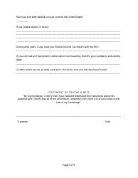 Immigration Consultation Intake Form, Page 5