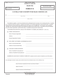 Document preview: Form ST-13 Contractor's Exempt Purchase Certificate - New Jersey