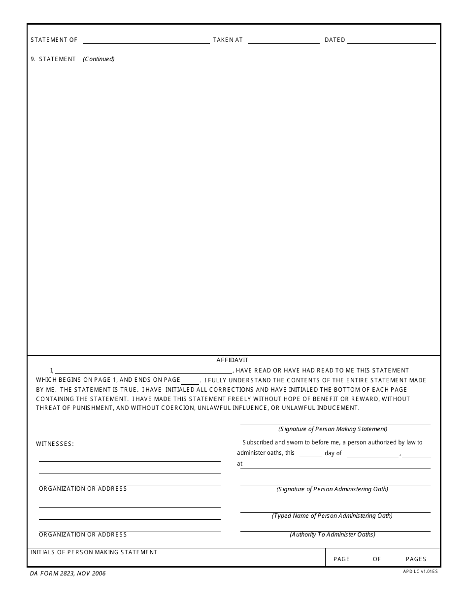 Da Form 2823 Fill Out Sign Online And Download Fillable Pdf Templateroller 7005