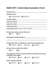 Document preview: Internship Evaluation Form - Indd 397