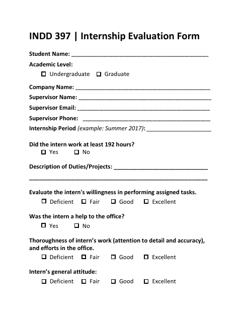 Internship Evaluation Form - Indd 397 Download Pdf