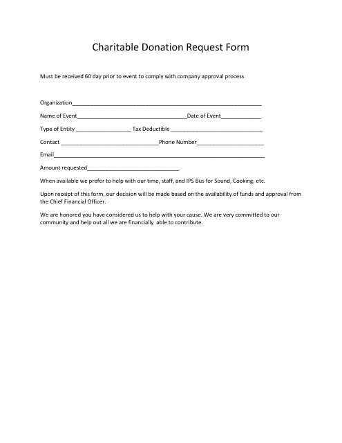 Charitable Donation Request Form Download Pdf