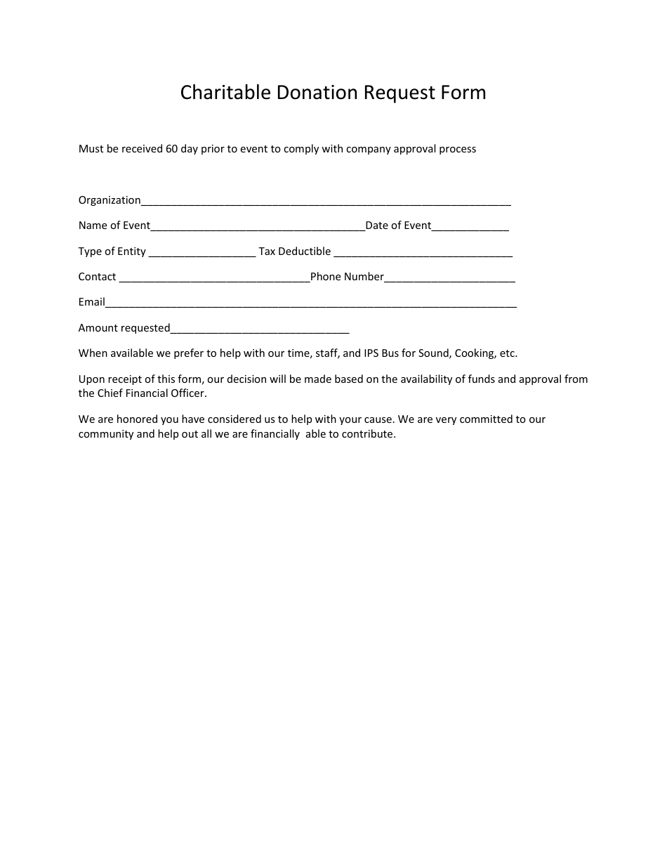 Charitable Donation Request Form - Fill Out, Sign Online and Download ...