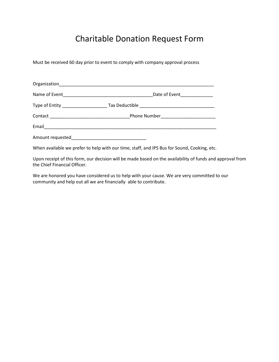 Charitable Donation Request Form, Page 1