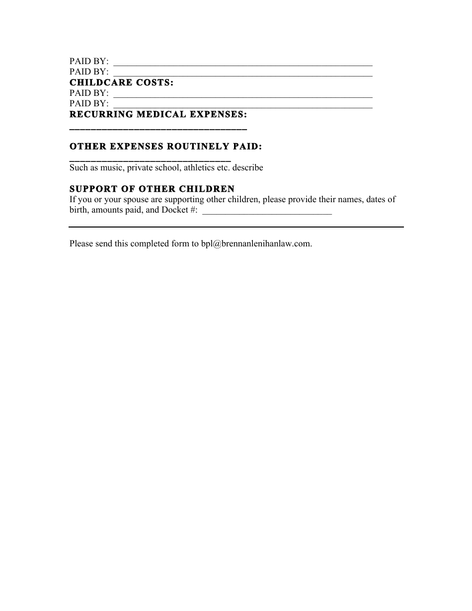 Divorce Client Intake Form, Page 4