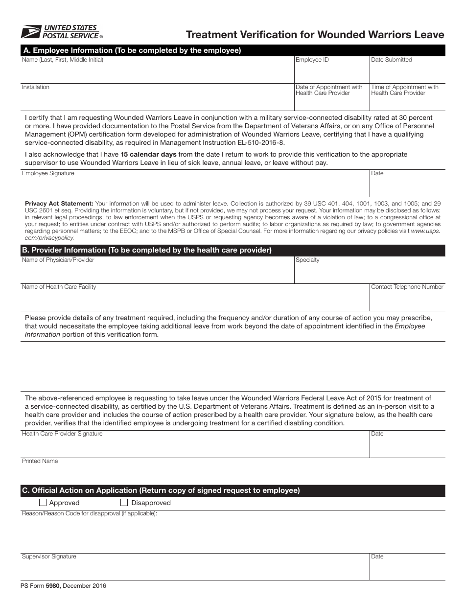PS Form 5980 - Fill Out, Sign Online and Download Printable PDF ...