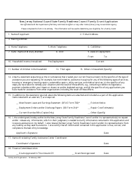 &quot;New Jersey National Guard State Family Readiness Council Family Grant Application Form&quot; - New Jersey
