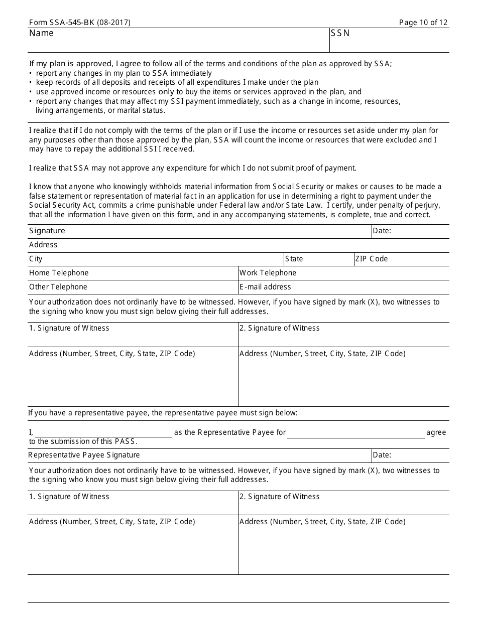 Form SSA-545-BK Plan to Achieve Self-support (Pass), Page 10