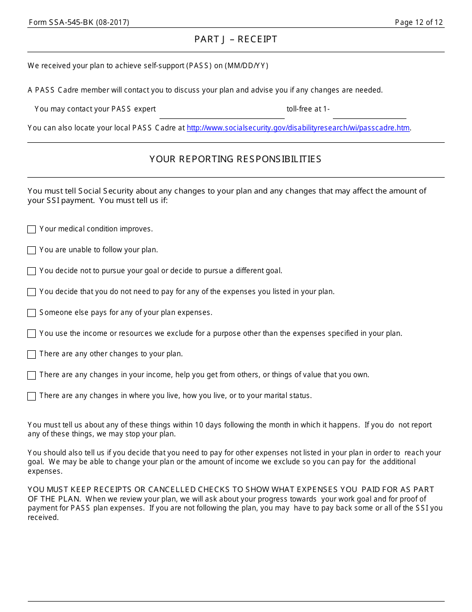 Form SSA-545-BK Plan to Achieve Self-support (Pass), Page 12