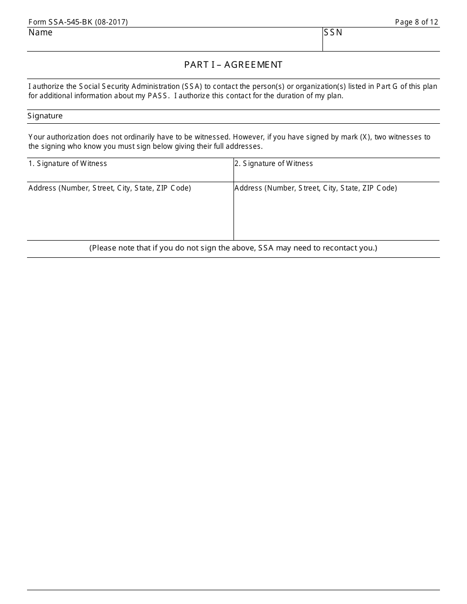 Form SSA-545-BK Plan to Achieve Self-support (Pass), Page 8