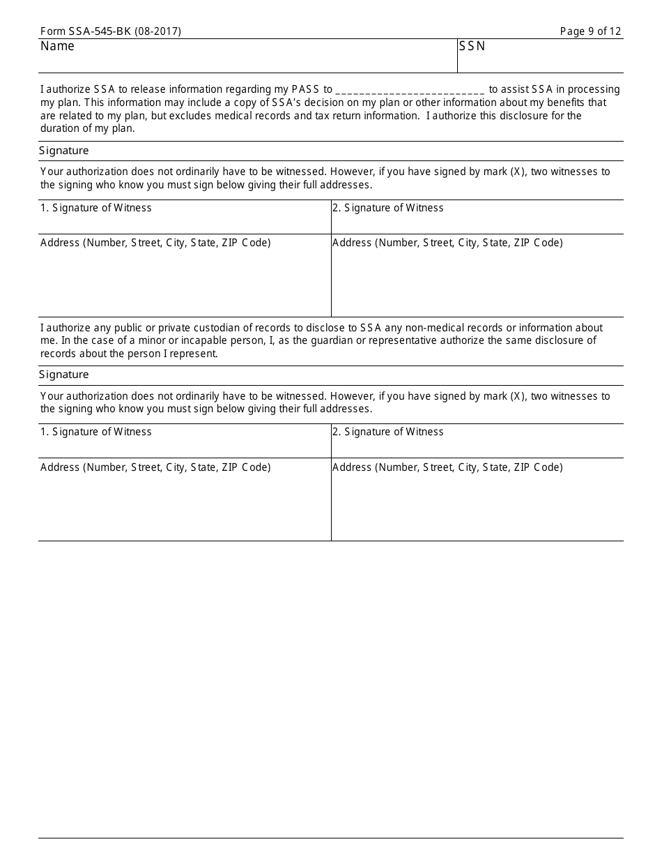 Form SSA-545-BK Plan to Achieve Self-support (Pass), Page 9