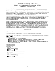 Document preview: Disability Benefits Questionnaire - Initial Post Traumatic Stress Disorder (PTSD)