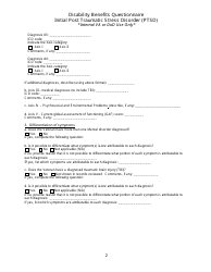 Disability Benefits Questionnaire - Initial Post Traumatic Stress Disorder (PTSD), Page 2