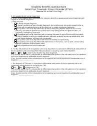 Disability Benefits Questionnaire - Initial Post Traumatic Stress Disorder (PTSD), Page 3
