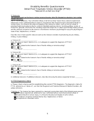 Disability Benefits Questionnaire - Initial Post Traumatic Stress Disorder (PTSD), Page 5