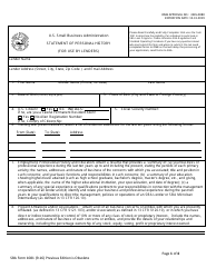 SBA Form 1081 Statement of Personal History (For Use by Lenders)