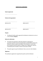 Arbitration Agreement Form - New South Wales, Australia