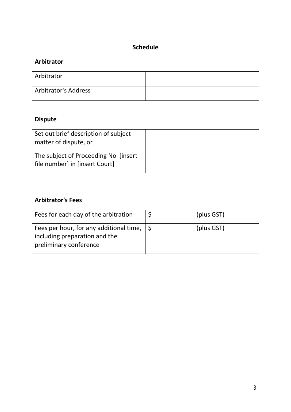 Arbitration Agreement Form - New South Wales, Australia, Page 3