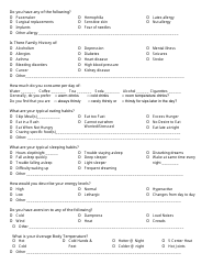 Acupuncture Intake Form - Questions, Page 3