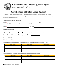 Document preview: Certification of Status Letter Request Form - California State University