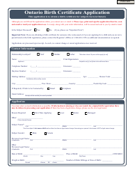 &quot;Birth Certificate Application Form&quot; - Ontario, Canada
