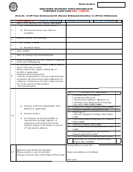 Document preview: Form 19 Employees' Provident Funds Organisation Composite Claim Form (Non - Aadhar) - India