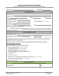Document preview: Verbal Verification of Employment - Planet Home Lending