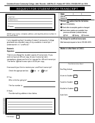 Document preview: Request for Student Copy Transcript - Columbia-Greene Community College