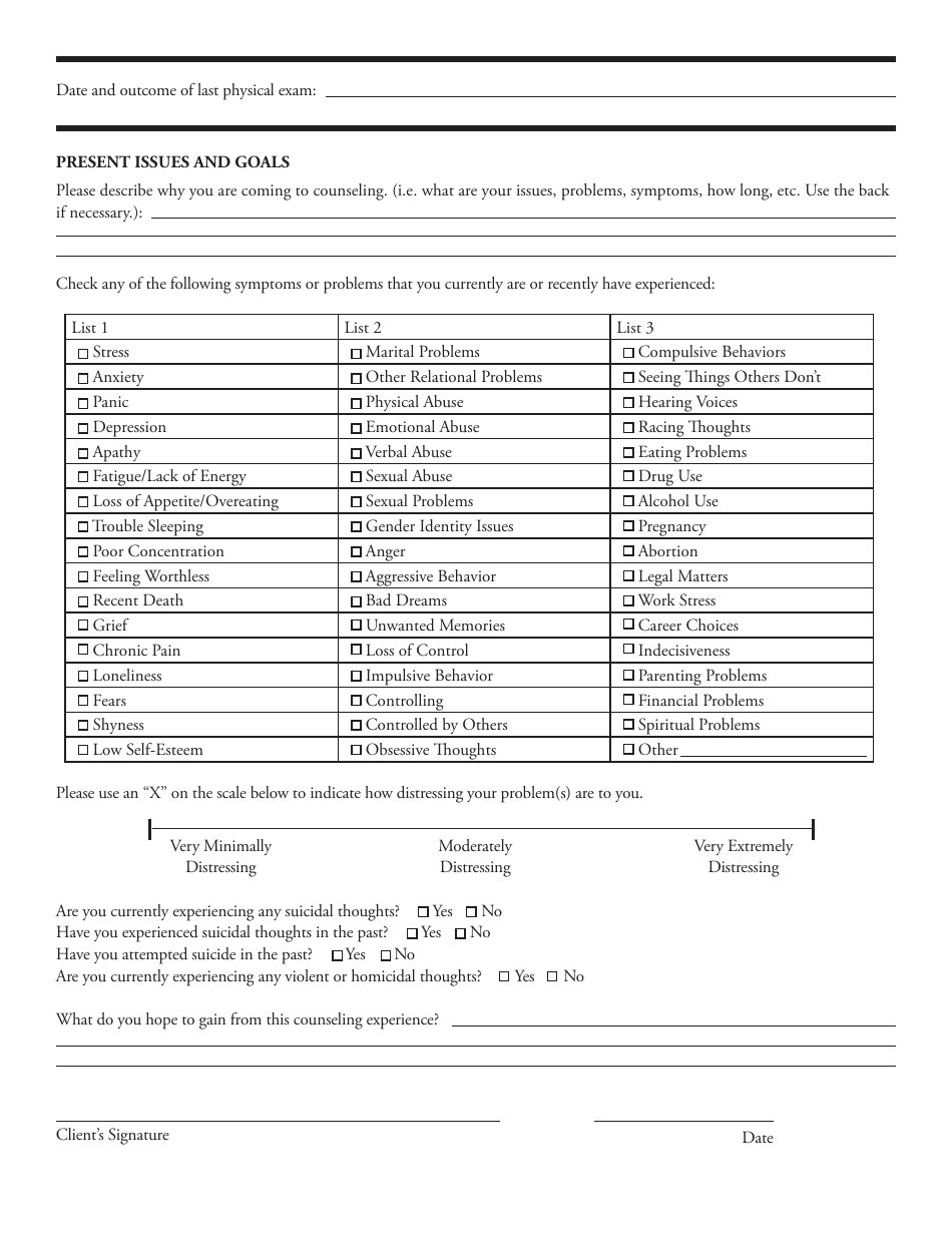 Confidential Client Intake Form - Hope Counseling Center, Page 3