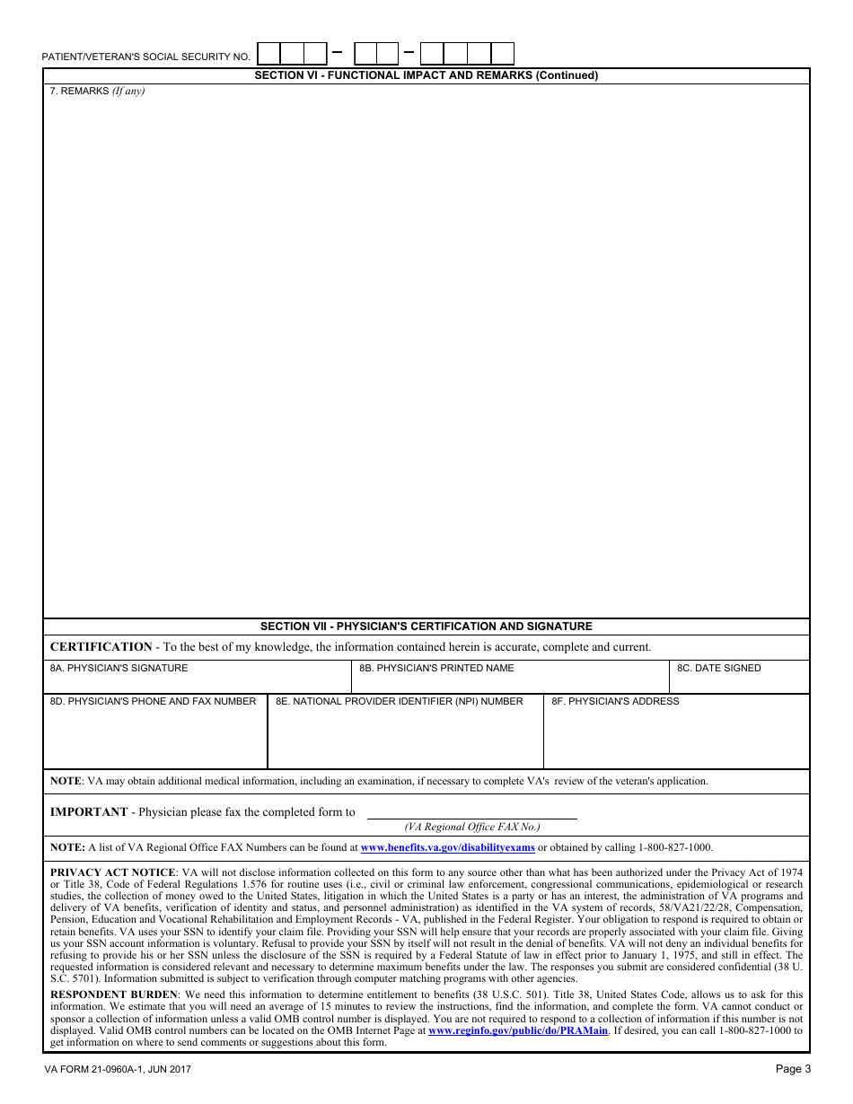VA Form 21-0960a-1 Ischemic Heart Disease Disability Benefits Questionnaire, Page 3