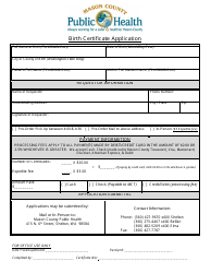 &quot;Birth Certificate Application Form&quot; - Mason County, Washington