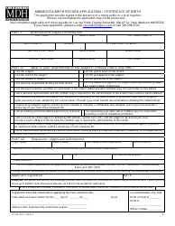 Document preview: Form B102 Application Form for Certificate of Birth - Minnesota