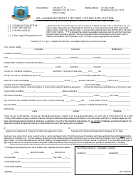 &quot;Oklahoma Resident Lifetime License Application Form&quot; - Oklahoma