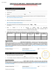 Form DLP2 (A) Certificate of Compliance - Pensions Enrollment Form - Cayman Islands