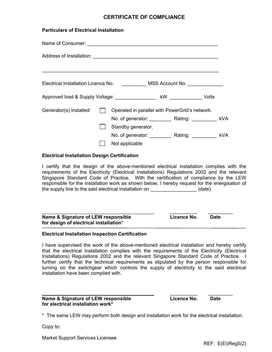 Certificate of Compliance Template, Page 1