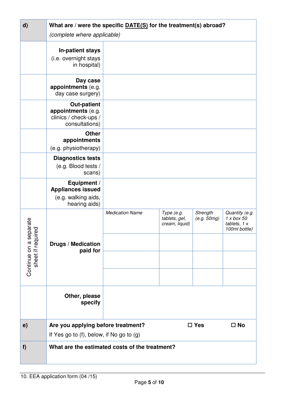 Funding for Treatment in the European Economic Area (Eea) Application Form - United Kingdom, Page 5