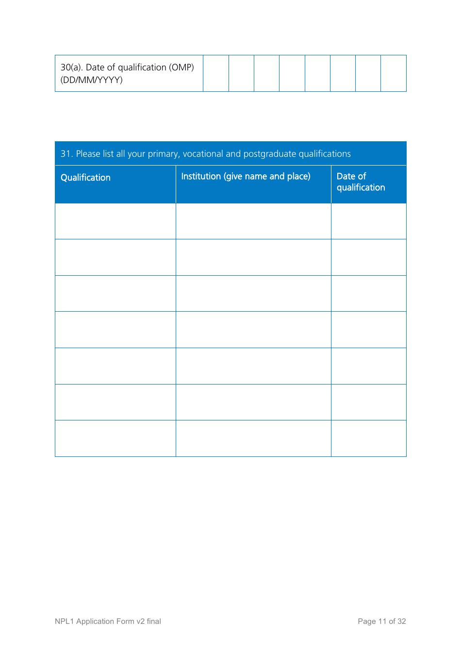 National Performers Lists Application Form - United Kingdom, Page 11