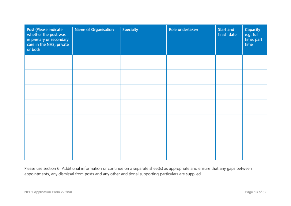 National Performers Lists Application Form - United Kingdom, Page 13