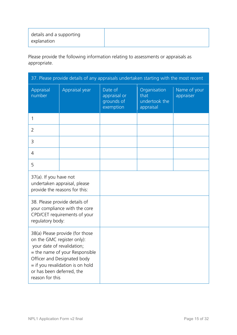 National Performers Lists Application Form - United Kingdom, Page 15