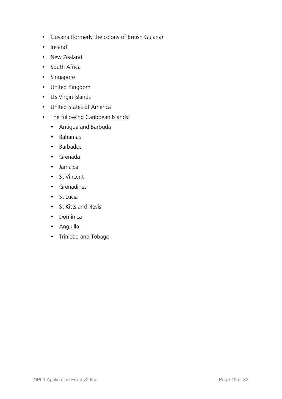 National Performers Lists Application Form - United Kingdom, Page 18