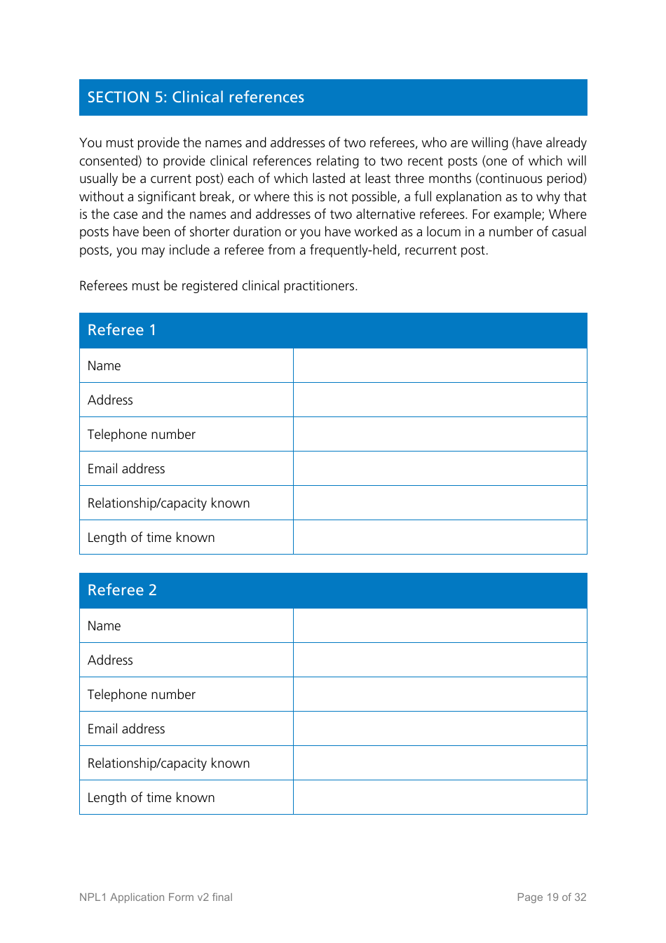 National Performers Lists Application Form - United Kingdom, Page 19