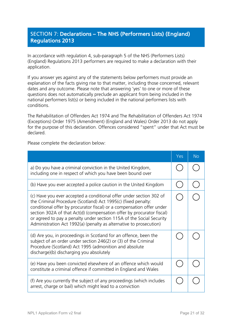 National Performers Lists Application Form - United Kingdom, Page 21