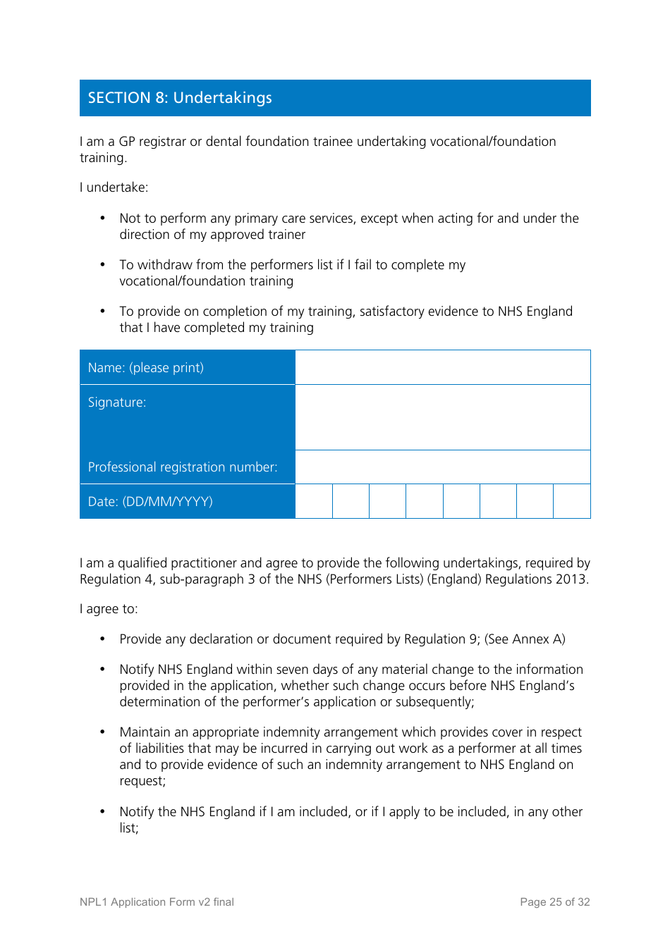 National Performers Lists Application Form - United Kingdom, Page 25