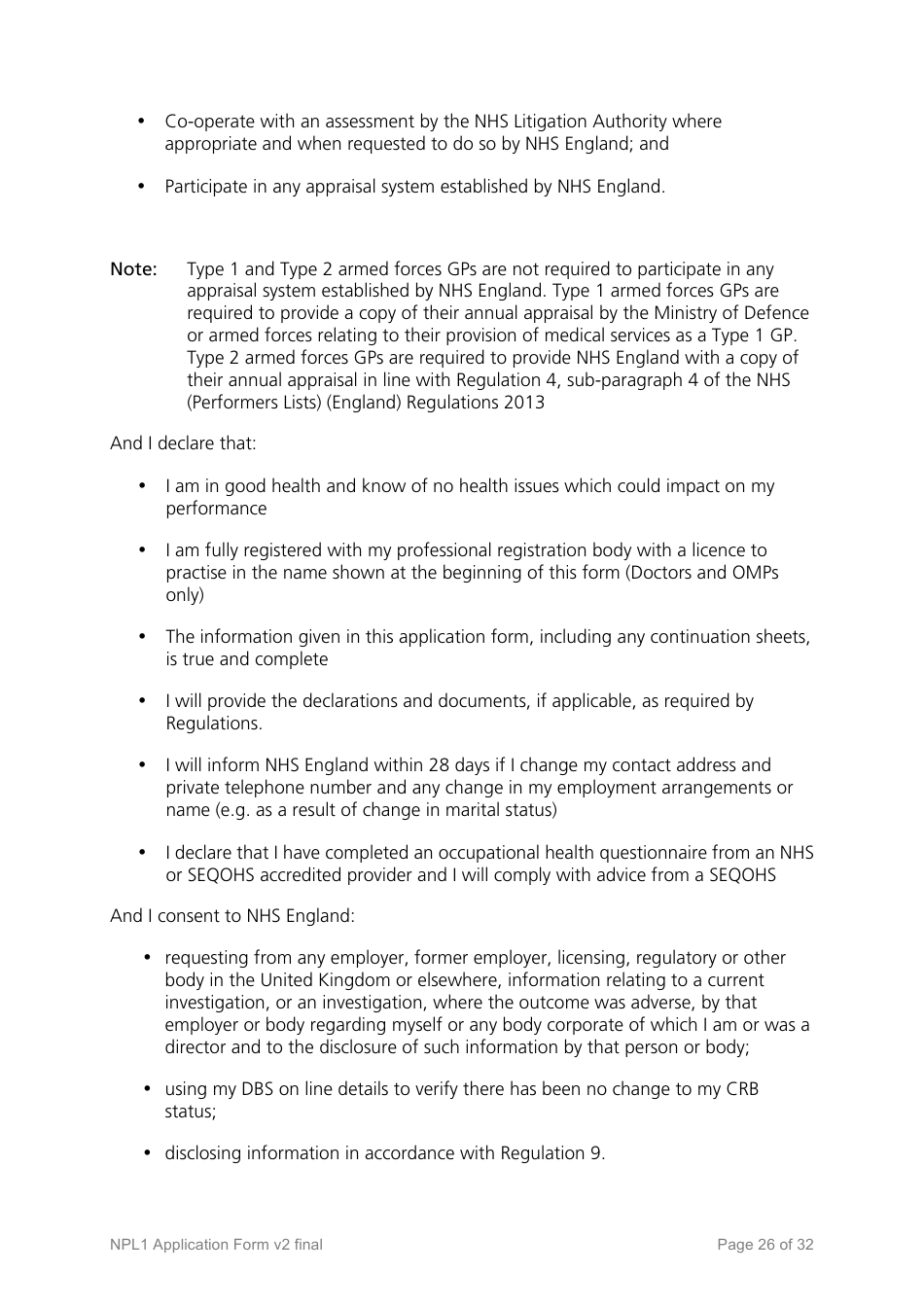 National Performers Lists Application Form - United Kingdom, Page 26