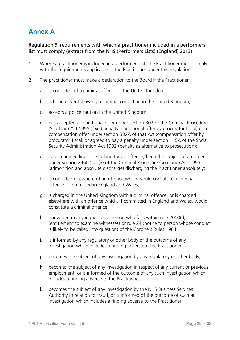 National Performers Lists Application Form - United Kingdom, Page 29