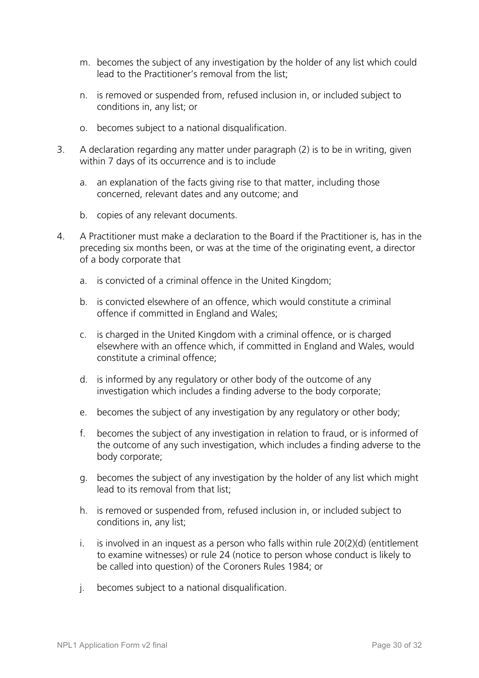 National Performers Lists Application Form - United Kingdom, Page 30